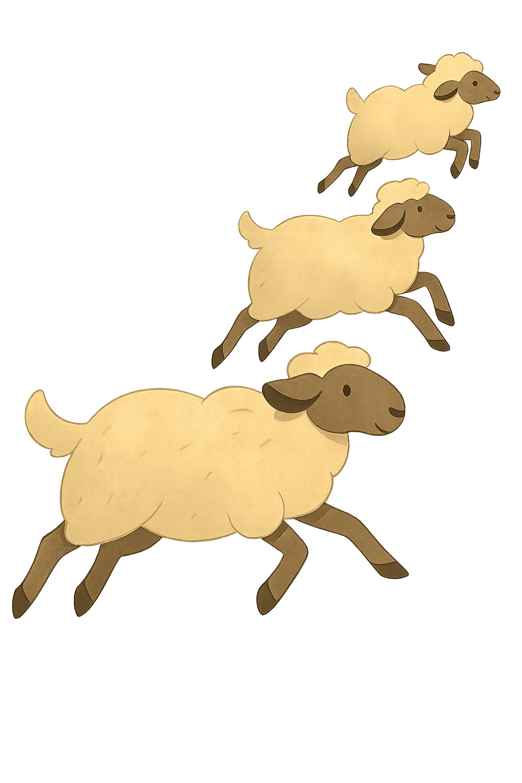 Three sheep prancing illustration Three sheep prancing illustration